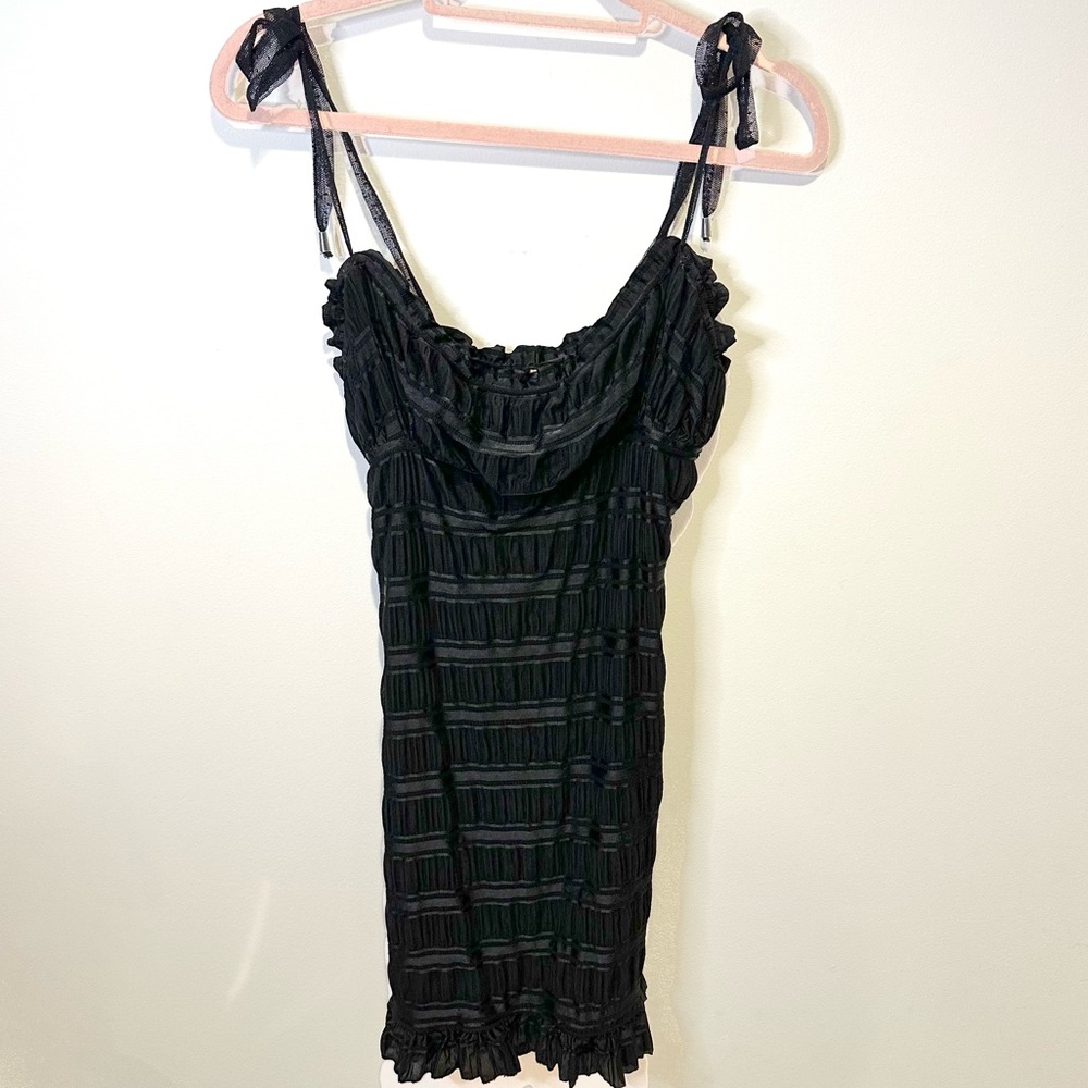 free people black ruffle mini dress size medium